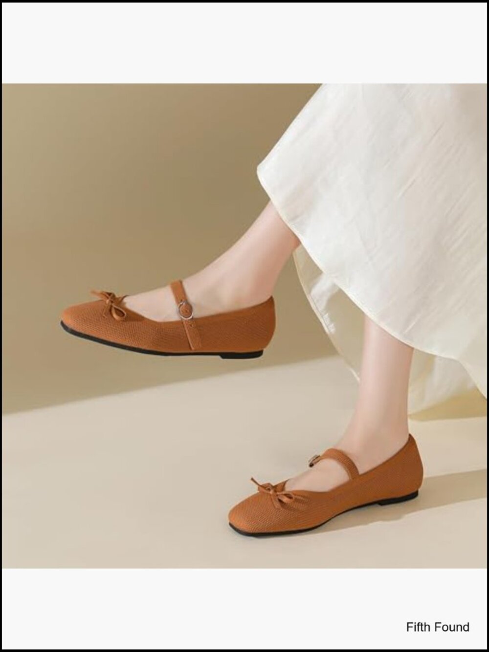 Knit Square Toe Mary Jane Flats with Ankle Strap Washable - Picture 3 of 7